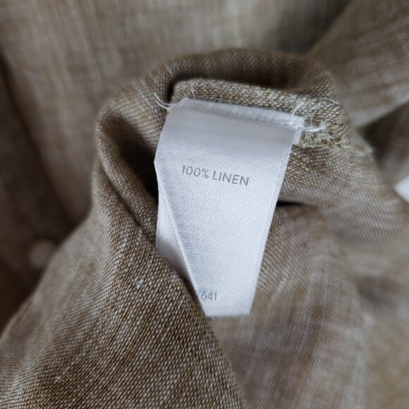 J Jill Love Linen Brown Tan Button Up Top Long Sleeve Slit Placket Size Small - Picture 8 of 9